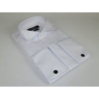 Men Tux Formal 100% Cotton Shirt MANSCHETT Turkey Slim Fit 303 - 01 White Wing tip - J.Valintin Men's Wear Legend - 96929