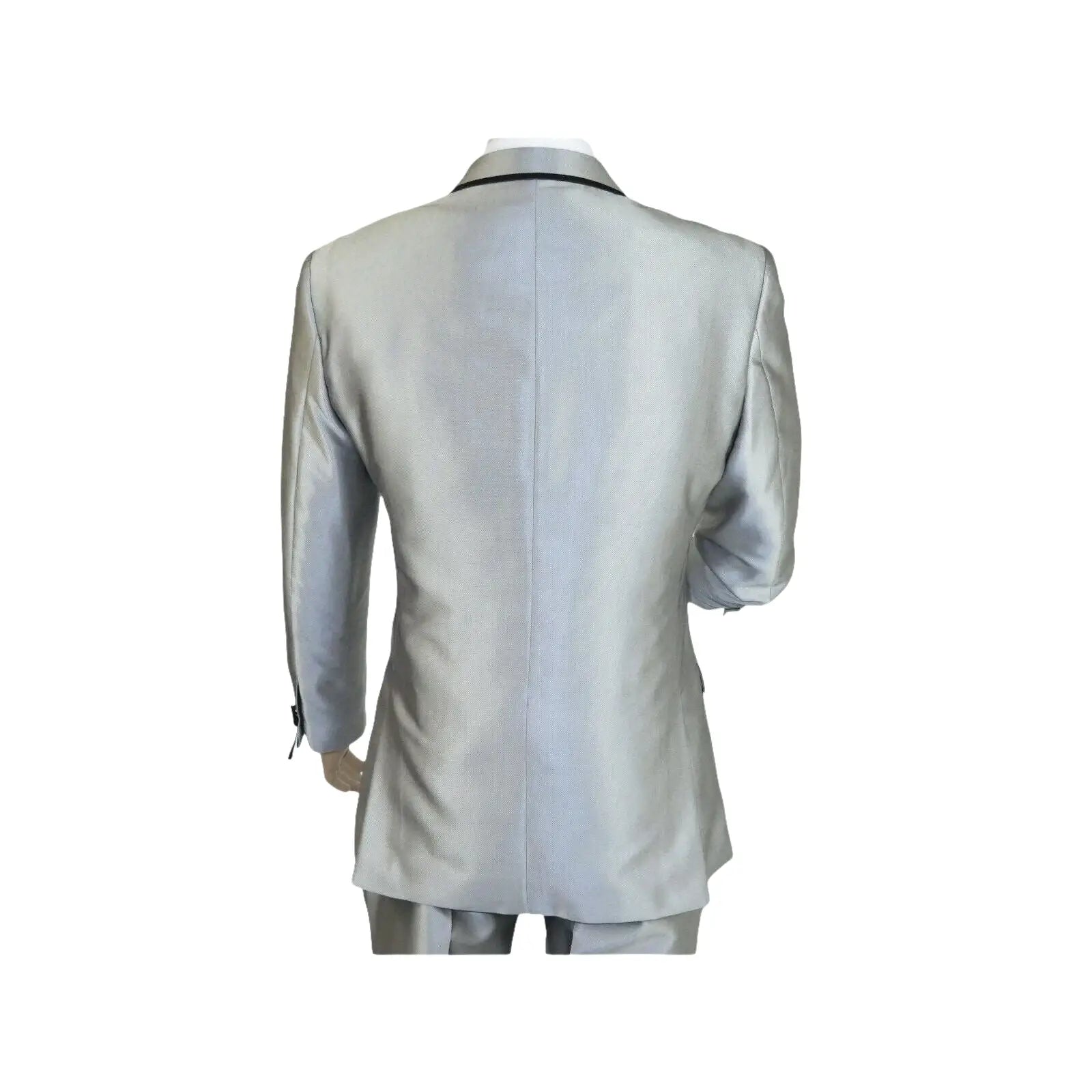 Men Tuxedo Formal Suit ROYAL DIAMOND Slim Fit 3Pc Vested shiny Satin SL82 Silver - J.Valintin Men's Wear Legend - 8150