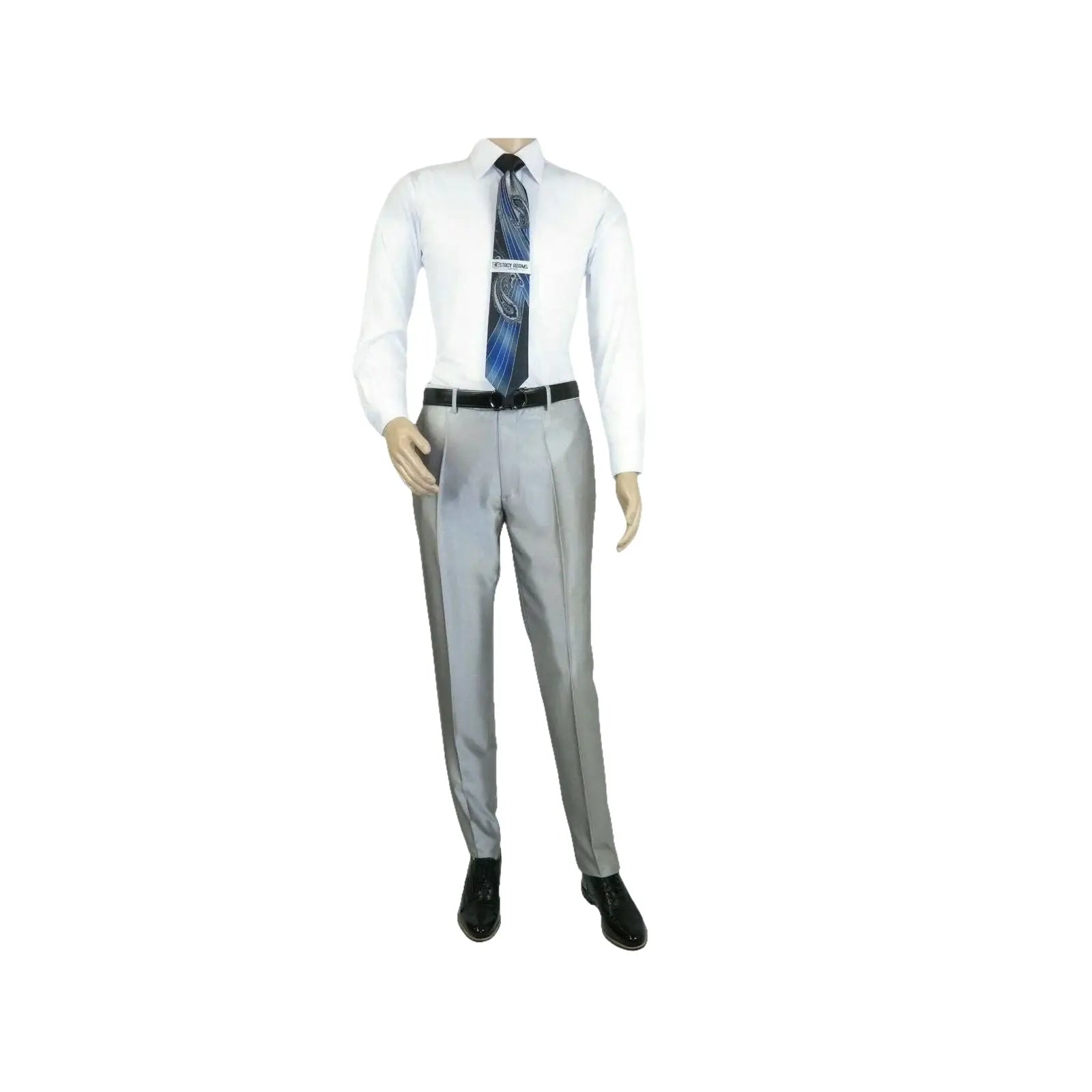 Men Tuxedo Formal Suit ROYAL DIAMOND Slim Fit 3Pc Vested shiny Satin SL82 Silver - J.Valintin Men's Wear Legend - 8150