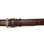 Men VALENTINI Leather Belt Stitch down Classic Pin Buckle V711 Brown New - J.Valintin Men's Wear Legend - 92197