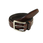 Men VALENTINI Leather Belt Stitch down Classic Pin Buckle V711 Brown New - J.Valintin Men's Wear Legend - 92197