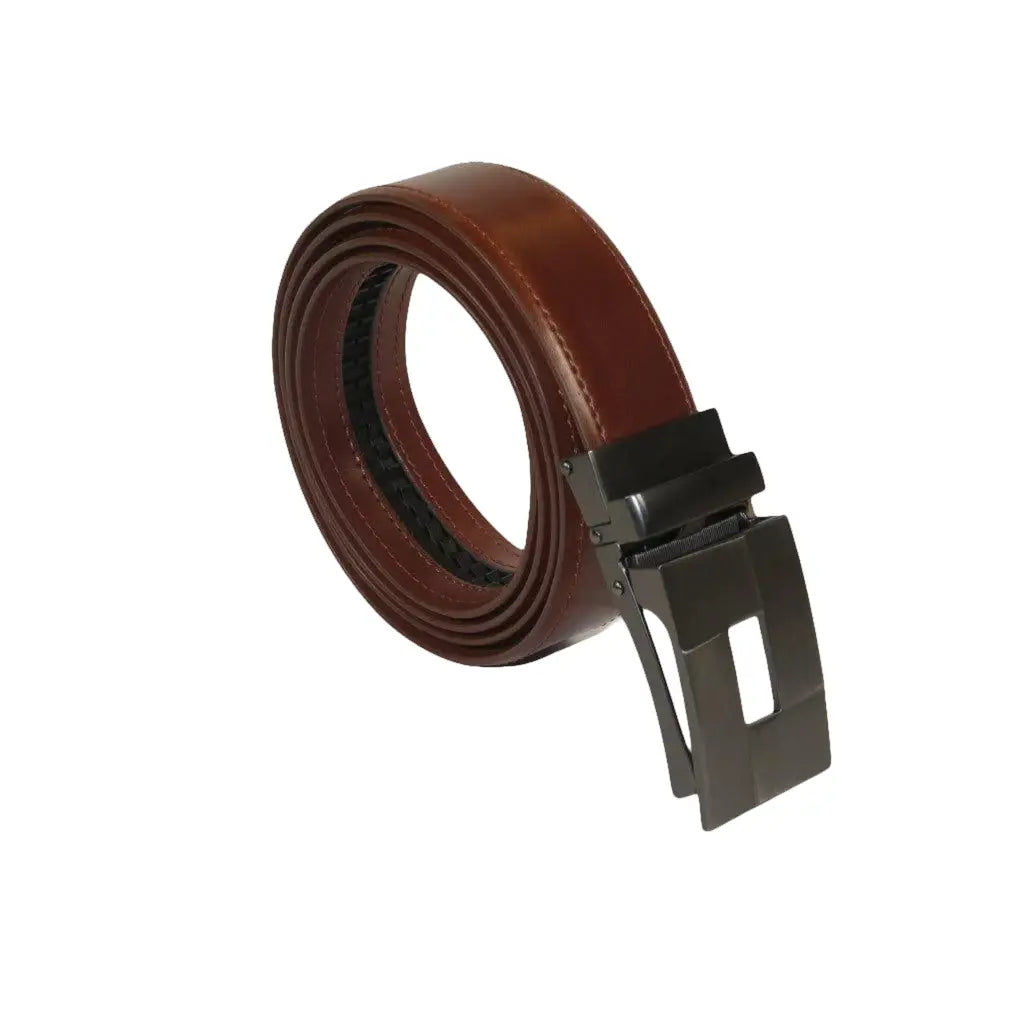 Men VALENTINI Leather Track Belt Adjustable Removable Buckle V522 Amber - J.Valintin Men's Wear Legend - V522 - Amber