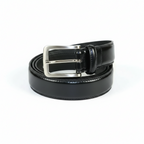 Men VALENTINI Stitched Leather Belt Classic Pin Buckle Business Dress V711 Black