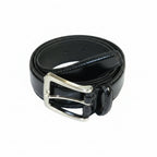 Men VALENTINI Stitched Leather Belt Classic Pin Buckle Business Dress V711 Black - J.Valintin Men's Wear Legend - 92140