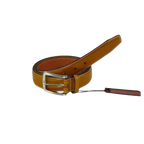 Men VALENTINI Stitched Leather Belt Classic Pin Buckle Business Dress V711 Tan - J.Valintin Men's Wear Legend - 18925