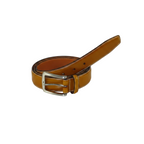 Men VALENTINI Stitched Leather Belt Classic Pin Buckle V711 Tan