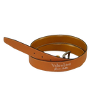 Men VALENTINI Stitched Leather Belt Classic Pin Buckle Business Dress V711 Tan - J.Valintin Men's Wear Legend - 18925