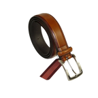 Men VALENTINI Stitched Leather Dress Belt Classic Pin Buckle V711 Cognac - J.Valintin Men's Wear Legend - 92136