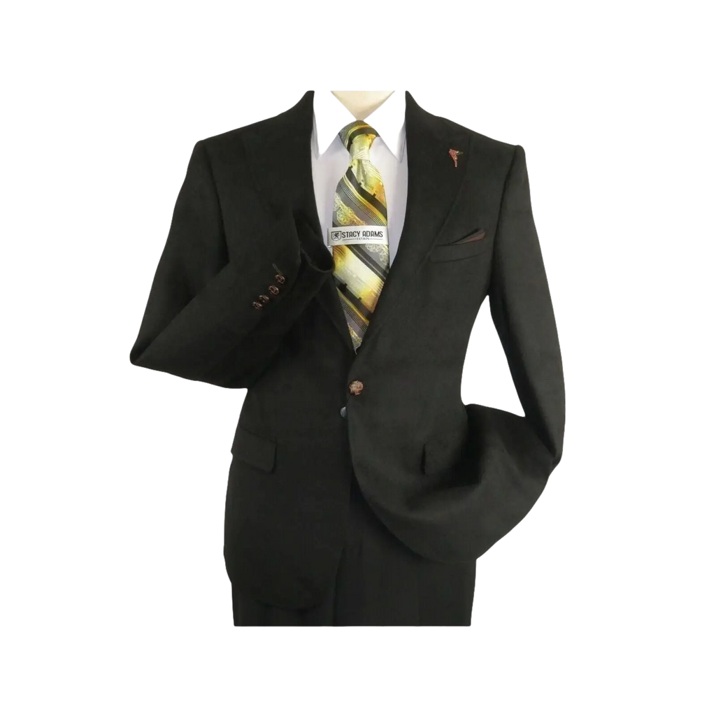 Men Wessi by J.Valintin Turkey Flannel Jacket Peak Lapel One Button 10 - 01 Black - J.Valintin Men's Wear Legend - 72076