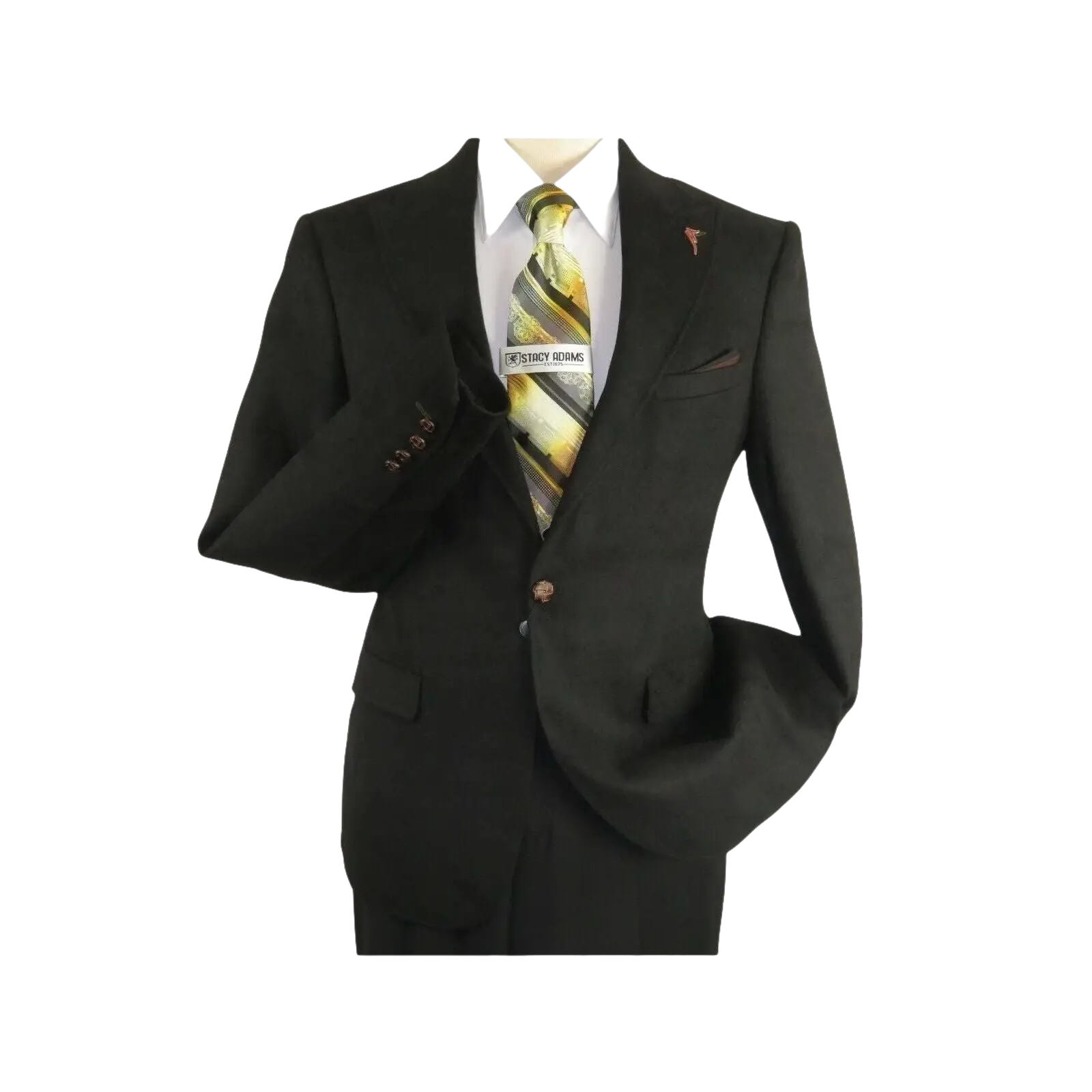 Men Wessi by J.Valintin Turkey Flannel Jacket Peak Lapel One Button 10 - 01 Black - J.Valintin Men's Wear Legend - 72076
