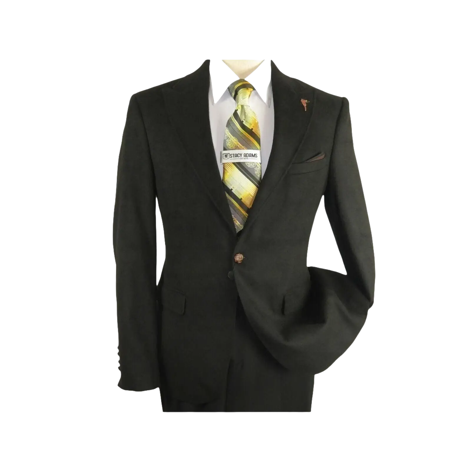Men Wessi by J.Valintin Turkey Flannel Jacket Peak Lapel One Button 10 - 01 Black - J.Valintin Men's Wear Legend - 72076