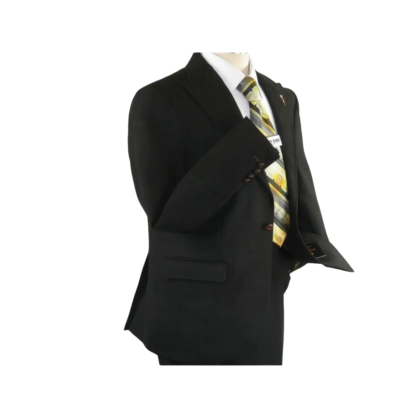 Men Wessi by J.Valintin Turkey Flannel Jacket Peak Lapel One Button 10 - 01 Black - J.Valintin Men's Wear Legend - 72076