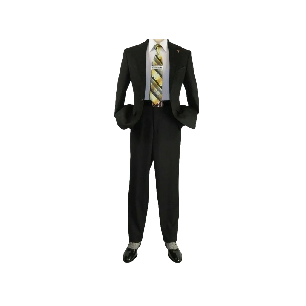 Men Wessi by J.Valintin Turkey Flannel Jacket Peak Lapel One Button 10 - 01 Black - J.Valintin Men's Wear Legend - 72076