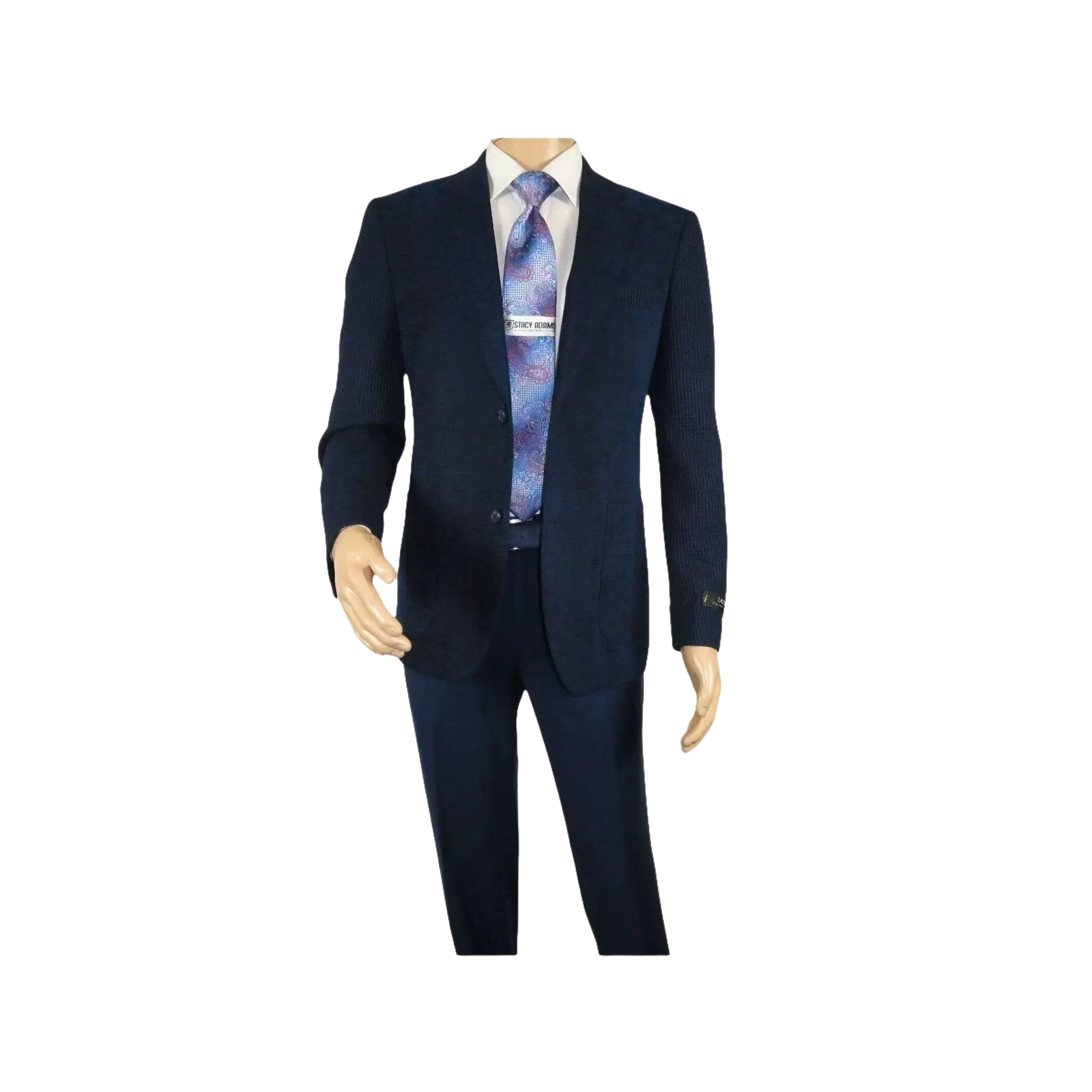 Men ZACCHI Velour Velveteen Hounds tooth Blazer Sport Coat DUANE 74521 Navy Blue - J.Valintin Men's Wear Legend - 98745