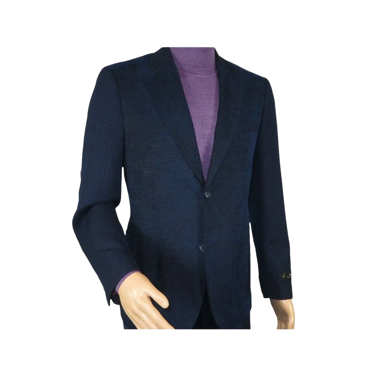 Men ZACCHI Velour Velveteen Hounds tooth Blazer Sport Coat DUANE 74521 Navy Blue - J.Valintin Men's Wear Legend - 98745
