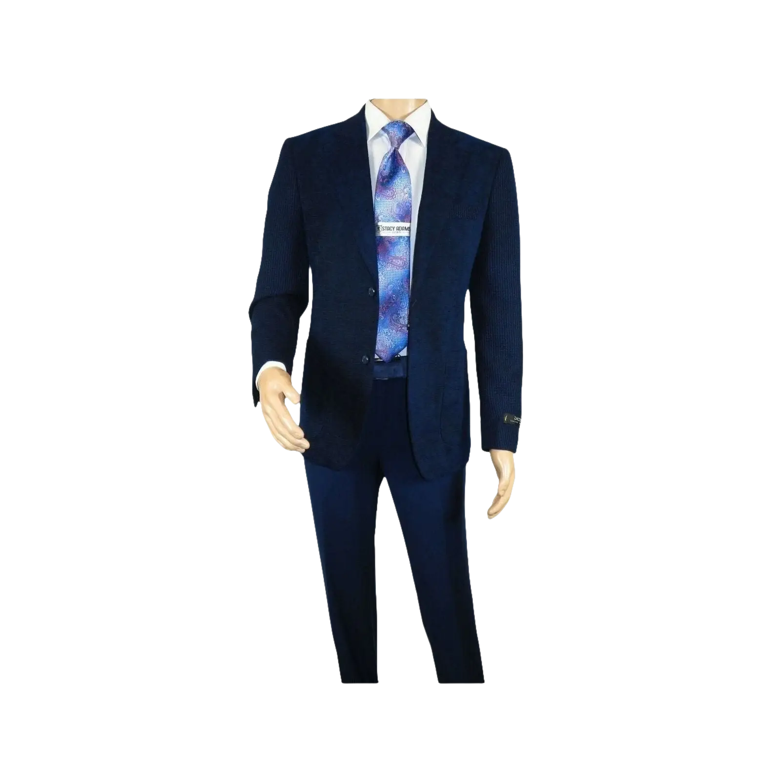 Men ZACCHI Velour Velveteen Hounds tooth Blazer Sport Coat DUANE 74521 Navy Blue - J.Valintin Men's Wear Legend - 98745