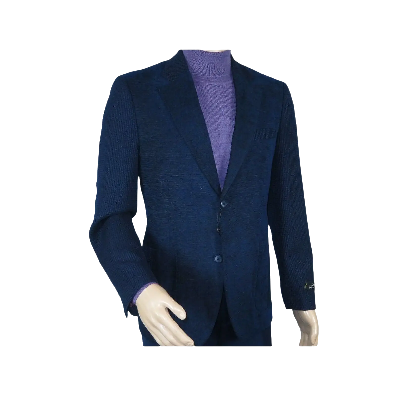 Men ZACCHI Velour Velveteen Hounds tooth Blazer Sport Coat DUANE 74521 Navy Blue - J.Valintin Men's Wear Legend - 98745
