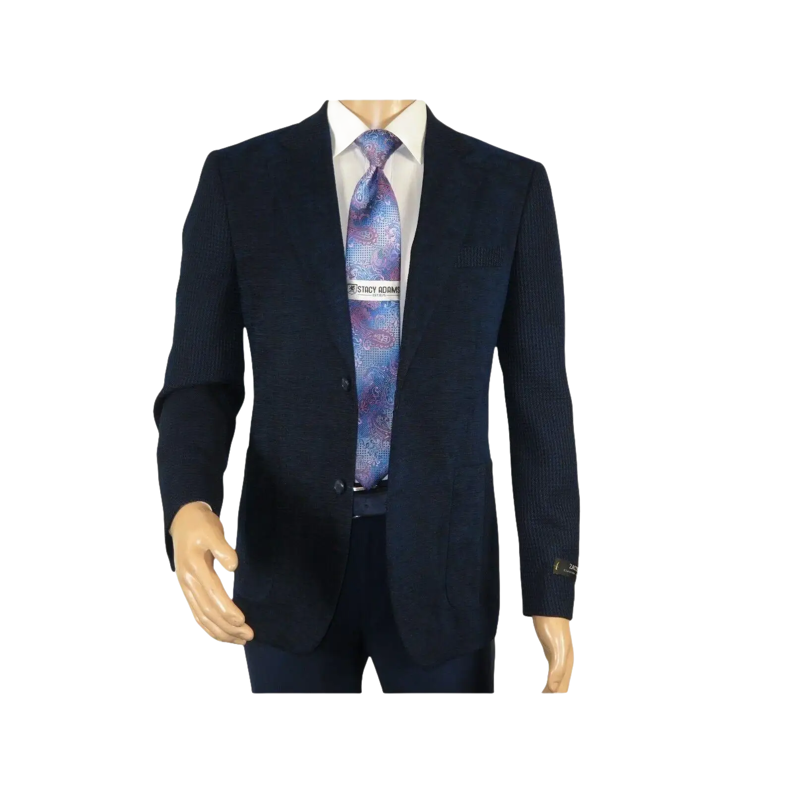 Men ZACCHI Velour Velveteen Hounds tooth Blazer Sport Coat DUANE 74521 Navy Blue - J.Valintin Men's Wear Legend - 98745