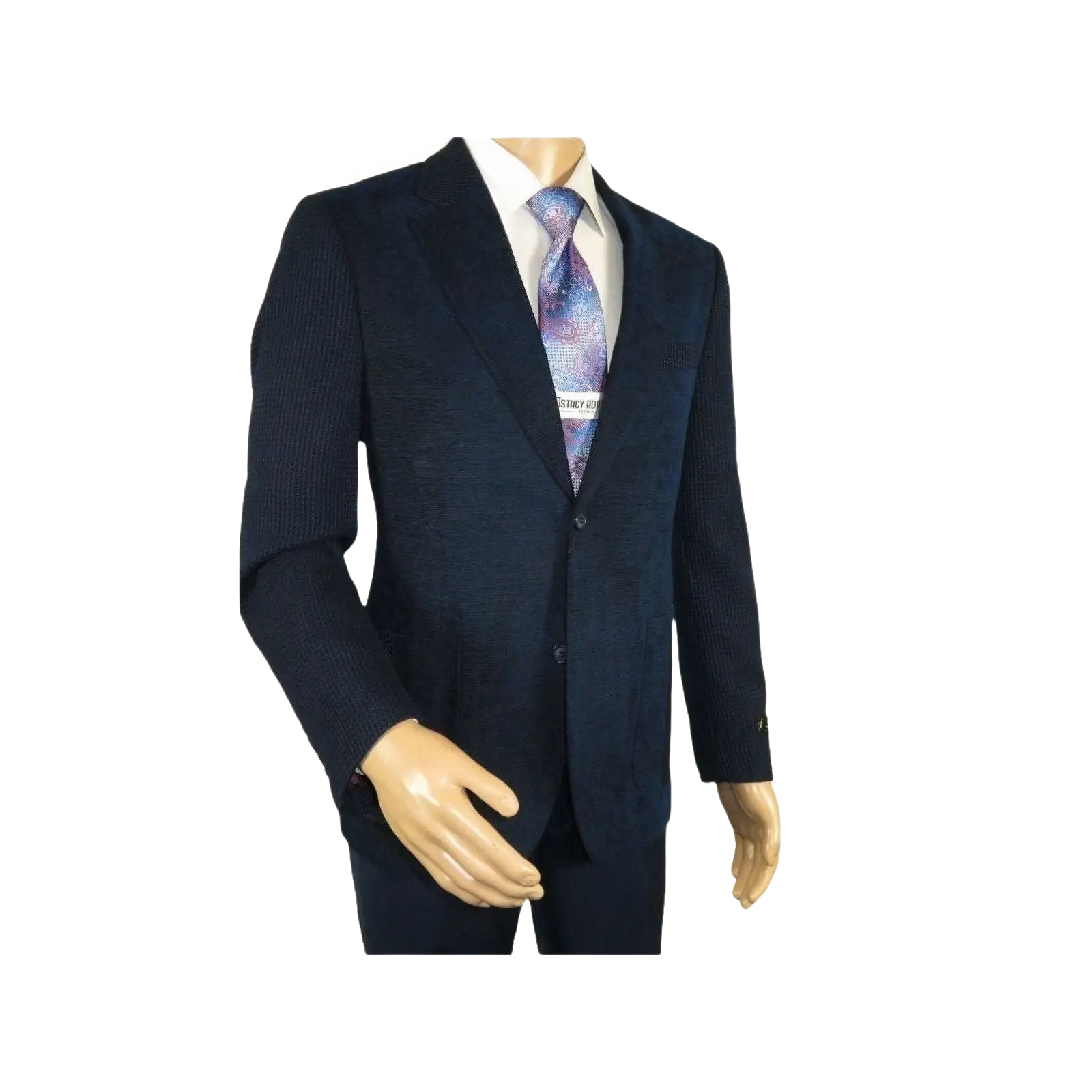 Men ZACCHI Velour Velveteen Hounds tooth Blazer Sport Coat DUANE 74521 Navy Blue - J.Valintin Men's Wear Legend - 98745