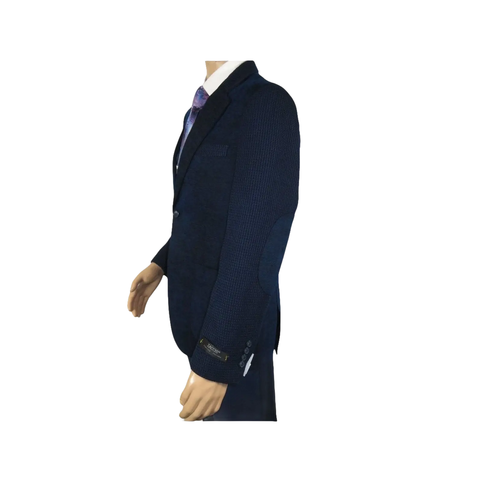 Men ZACCHI Velour Velveteen Hounds tooth Blazer Sport Coat DUANE 74521 Navy Blue - J.Valintin Men's Wear Legend - 98745