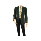 Men ZACCHI Velour Velveteen Hounds tooth Blazer Sport Coat DUANE 74524 Green - J.Valintin Men's Wear Legend - 98757