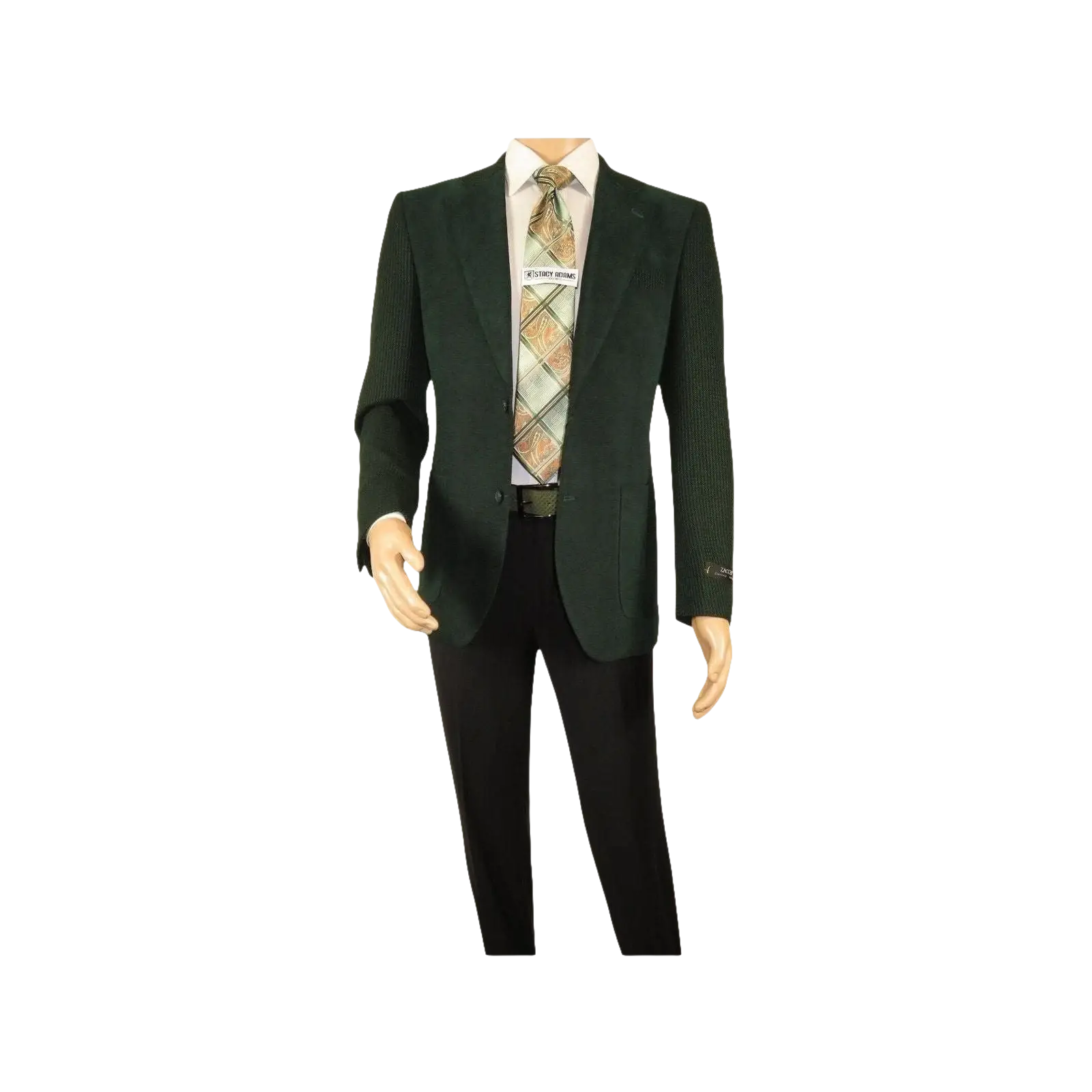 Men ZACCHI Velour Velveteen Hounds tooth Blazer Sport Coat DUANE 74524 Green - J.Valintin Men's Wear Legend - 98757