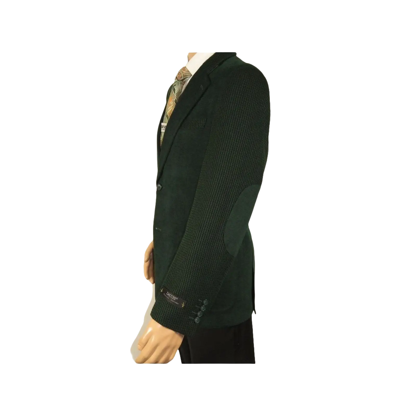 Men ZACCHI Velour Velveteen Hounds tooth Blazer Sport Coat DUANE 74524 Green - J.Valintin Men's Wear Legend - 98757