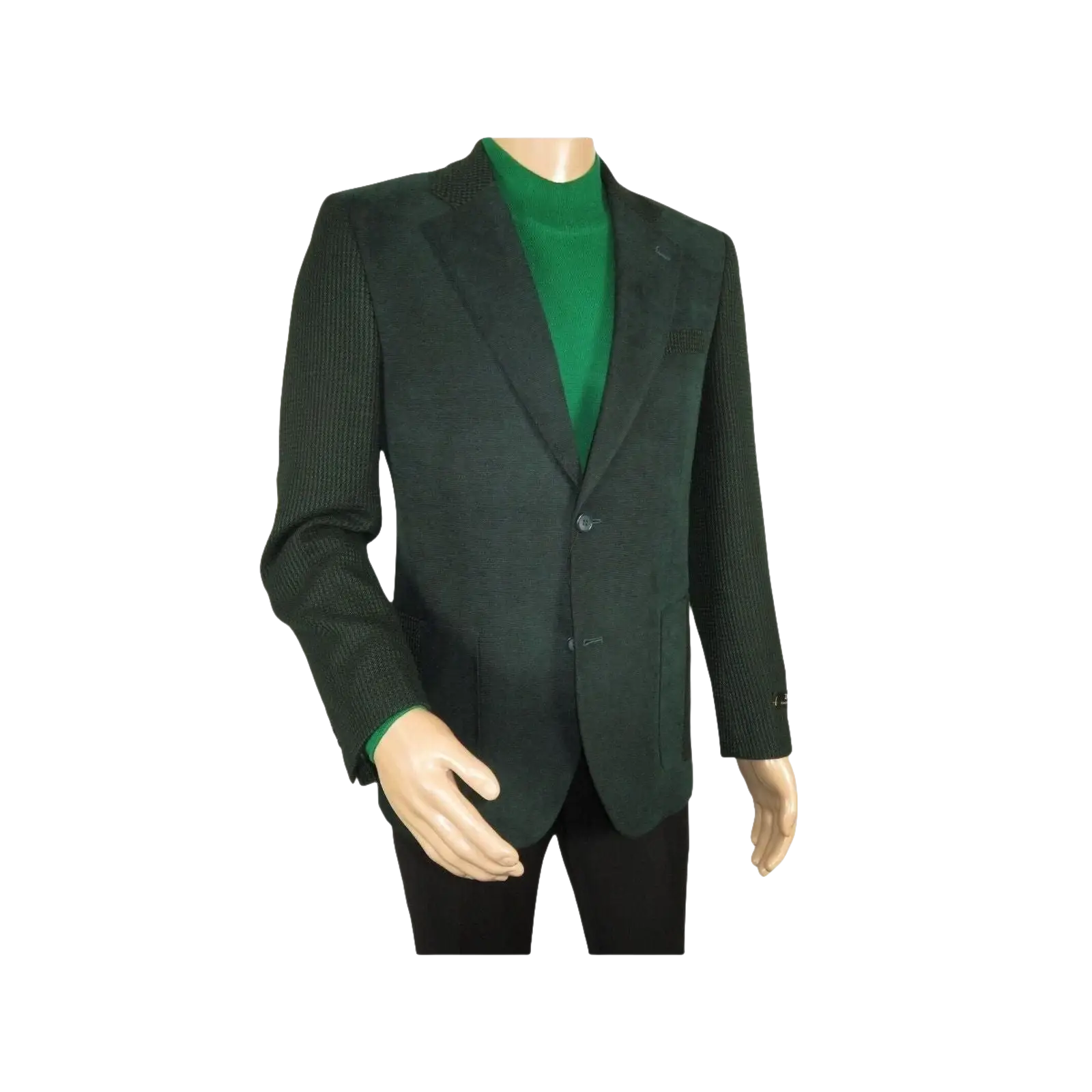 Men ZACCHI Velour Velveteen Hounds tooth Blazer Sport Coat DUANE 74524 Green - J.Valintin Men's Wear Legend - 98757