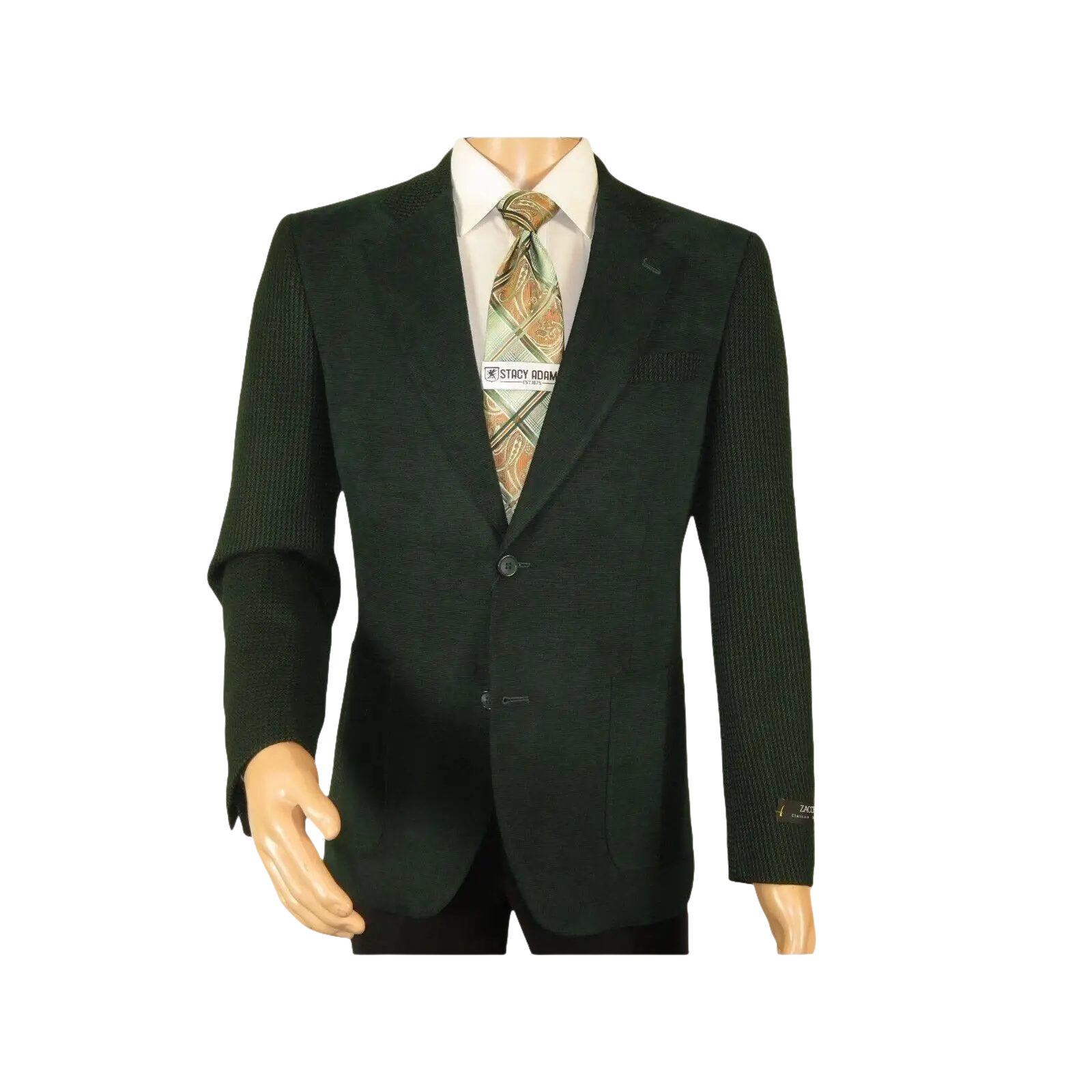 Men ZACCHI Velour Velveteen Hounds tooth Blazer Sport Coat DUANE 74524 Green - J.Valintin Men's Wear Legend - 98757