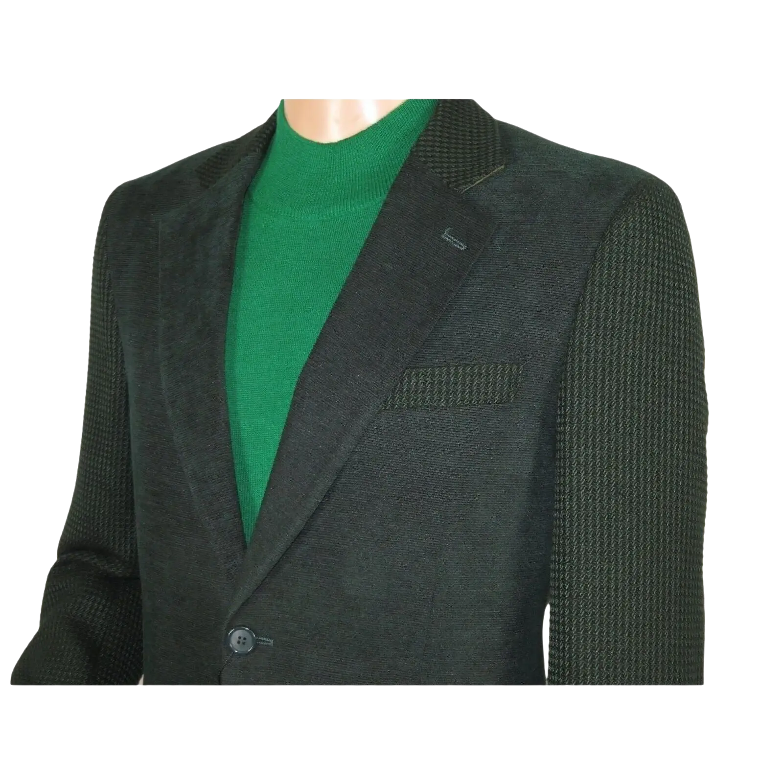 Men ZACCHI Velour Velveteen Hounds tooth Blazer Sport Coat DUANE 74524 Green - J.Valintin Men's Wear Legend - 98757