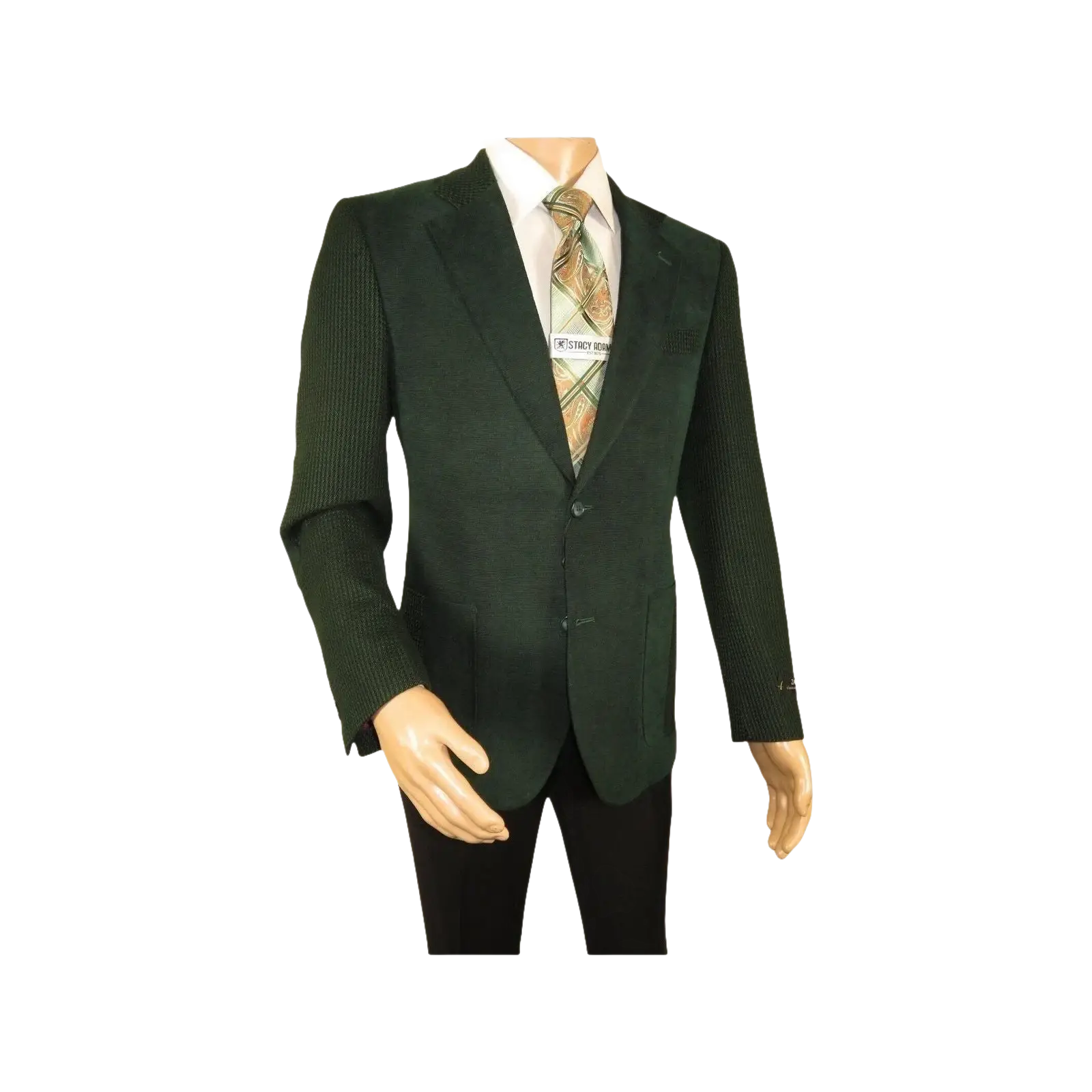 Men ZACCHI Velour Velveteen Hounds tooth Blazer Sport Coat DUANE 74524 Green - J.Valintin Men's Wear Legend - 98757