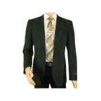Men ZACCHI Velour Velveteen Hounds tooth Blazer Sport Coat DUANE 74524 Green - J.Valintin Men's Wear Legend - 98757