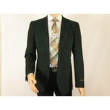 Men ZACCHI Velour Velveteen Hounds tooth Blazer Sport Coat DUANE 74524 Green - J.Valintin Men's Wear Legend - 98757