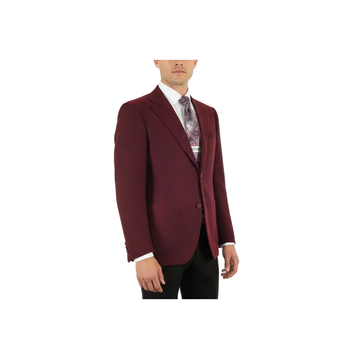 Men ZACCHI Velour Velveteen Hounds tooth Blazer Sport Coat DUANE 74526 Burgundy