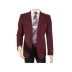 Men ZACCHI Velour Velveteen Hounds tooth Blazer Sport Coat DUANE 74526 Burgundy - J.Valintin Men's Wear Legend - 98751