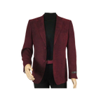 Men ZACCHI Velour Velveteen Hounds tooth Blazer Sport Coat DUANE 74526 Burgundy - J.Valintin Men's Wear Legend - 98751
