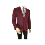 Men ZACCHI Velour Velveteen Hounds tooth Blazer Sport Coat DUANE 74526 Burgundy - J.Valintin Men's Wear Legend - 98751
