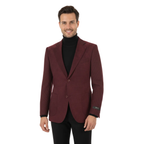 Men ZACCHI Velour Velveteen Hounds tooth Blazer Sport Coat DUANE 74526 Burgundy