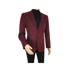 Men ZACCHI Velour Velveteen Hounds tooth Blazer Sport Coat DUANE 74526 Burgundy - J.Valintin Men's Wear Legend - 98751