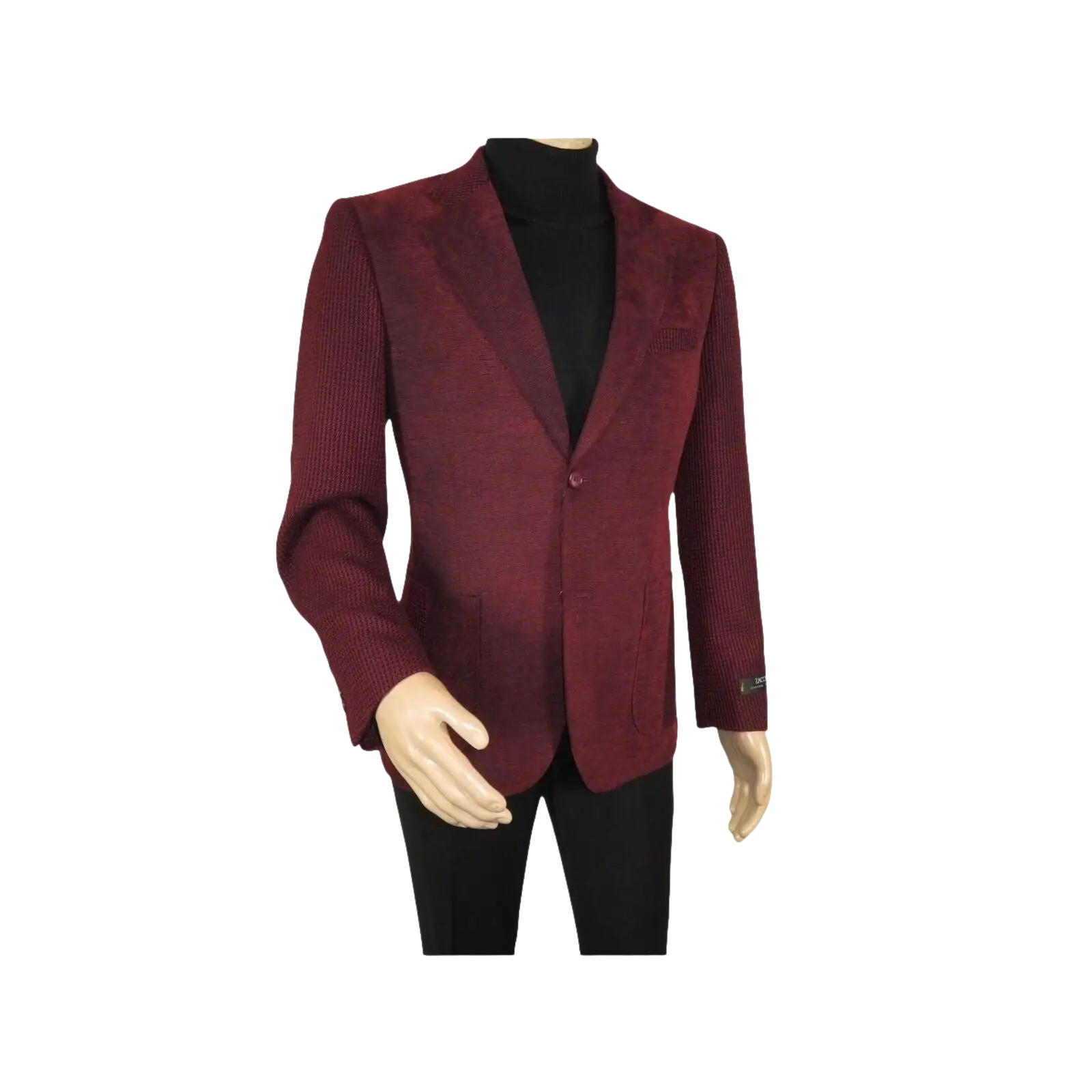 Men ZACCHI Velour Velveteen Hounds tooth Blazer Sport Coat DUANE 74526 Burgundy - J.Valintin Men's Wear Legend - 98751