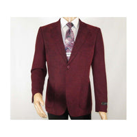 Men ZACCHI Velour Velveteen Hounds tooth Blazer Sport Coat DUANE 74526 Burgundy - J.Valintin Men's Wear Legend - 98751