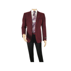 Men ZACCHI Velour Velveteen Hounds tooth Blazer Sport Coat DUANE 74526 Burgundy - J.Valintin Men's Wear Legend - 98751