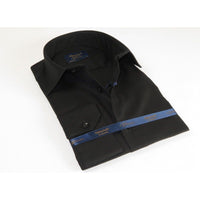 Mens 100% Cotton Shirt From Turkey Manschett by Quesste Slim Fit 4029 - 14 Black - J.Valintin Men's Wear Legend - 96874