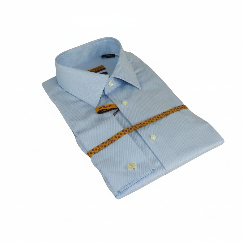 Mens 100% Egyptian Cotton Shirt French Cuffs Wrinkle resistance Enzo 61102 Blue