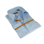 Mens 100% Egyptian Cotton Shirt French Cuffs Wrinkle resistance Enzo 61102 Blue - J.Valintin Men's Wear Legend - 393