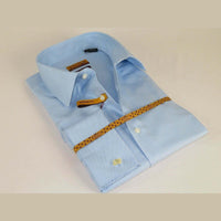 Mens 100% Egyptian Cotton Shirt French Cuffs Wrinkle resistance Enzo 61102 Blue - J.Valintin Men's Wear Legend - 393