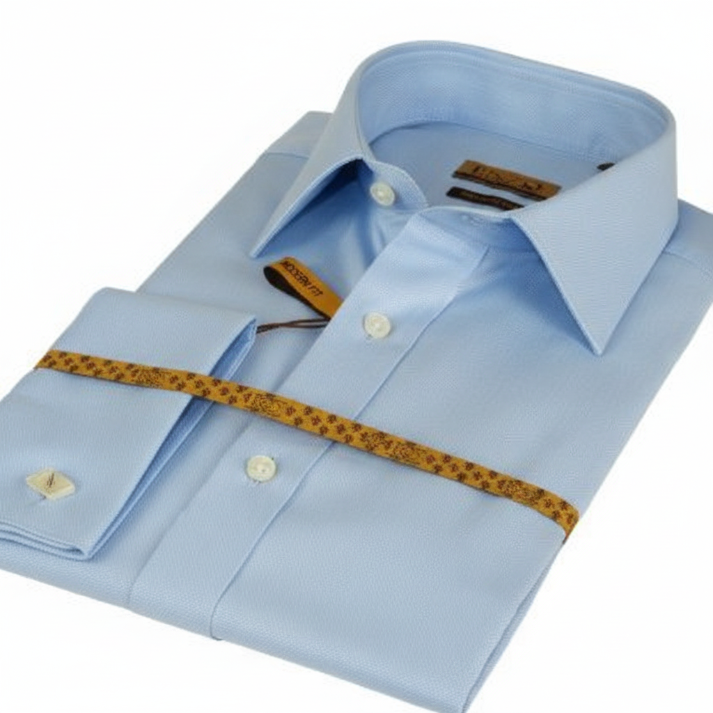 Mens 100% Egyptian Cotton Shirt French Cuffs Wrinkle resistance Enzo 61102 Blue