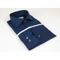 Mens 100% Italian Cotton Shirt High Quality Non Iron SORRENTO Turkey 4746 Navy - J.Valintin Men's Wear Legend - 96793