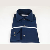 Mens 100% Italian Cotton Shirt High Quality Non Iron SORRENTO Turkey 4746 Navy - J.Valintin Men's Wear Legend - 96793