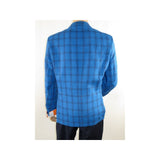 Mens 100% Linen Sport Coat Plaid Design INSERCH Fully Lined 660131 Royal Blue - J.Valintin Men's Wear Legend - 94100